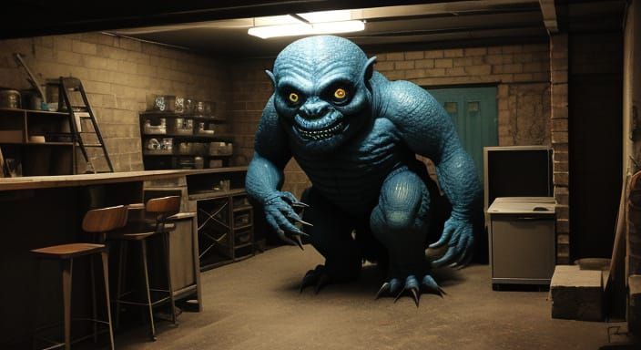 Monster Emerges from Dark Basement Depths