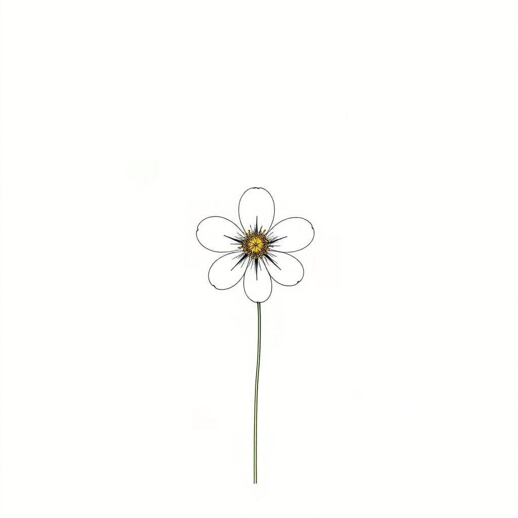Minimalist Woman with Flower Sketch