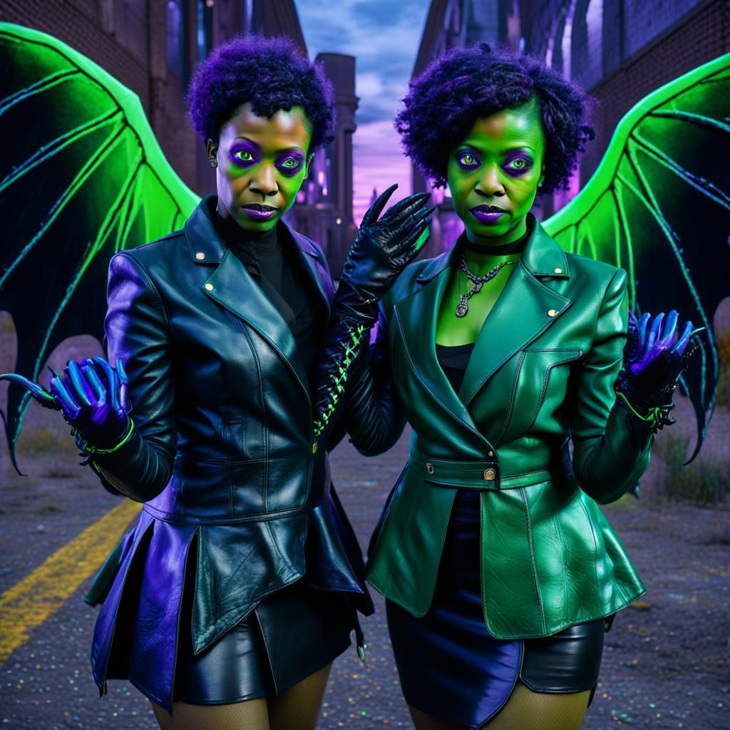 Eldritch Horror Embodiment: Two Women in a Photorealistic St...