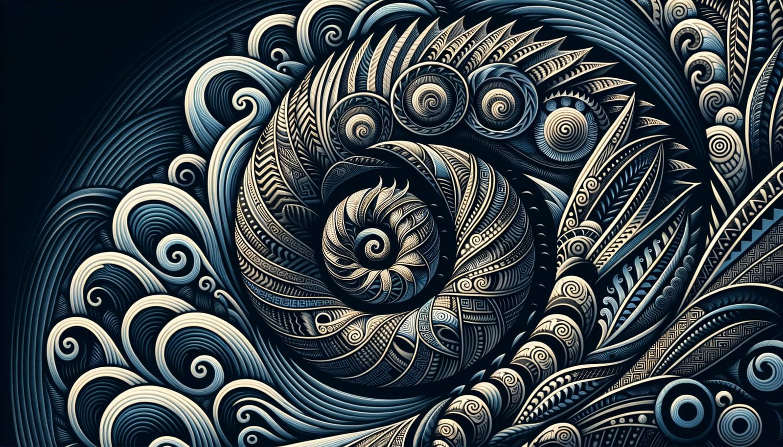 Māori Creation Story in Tribal Design: 8K Resolution