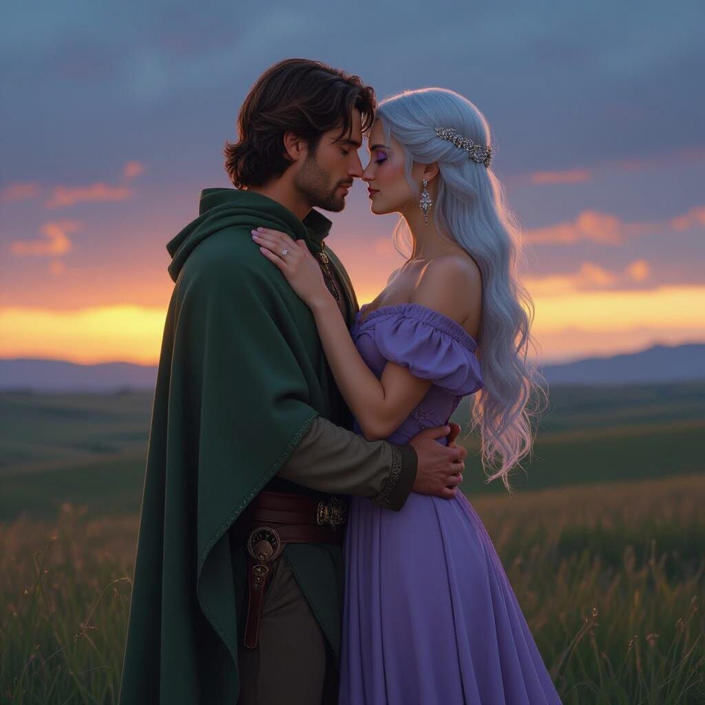 Romantic Embrace on Naboo in Art Nouveau Style