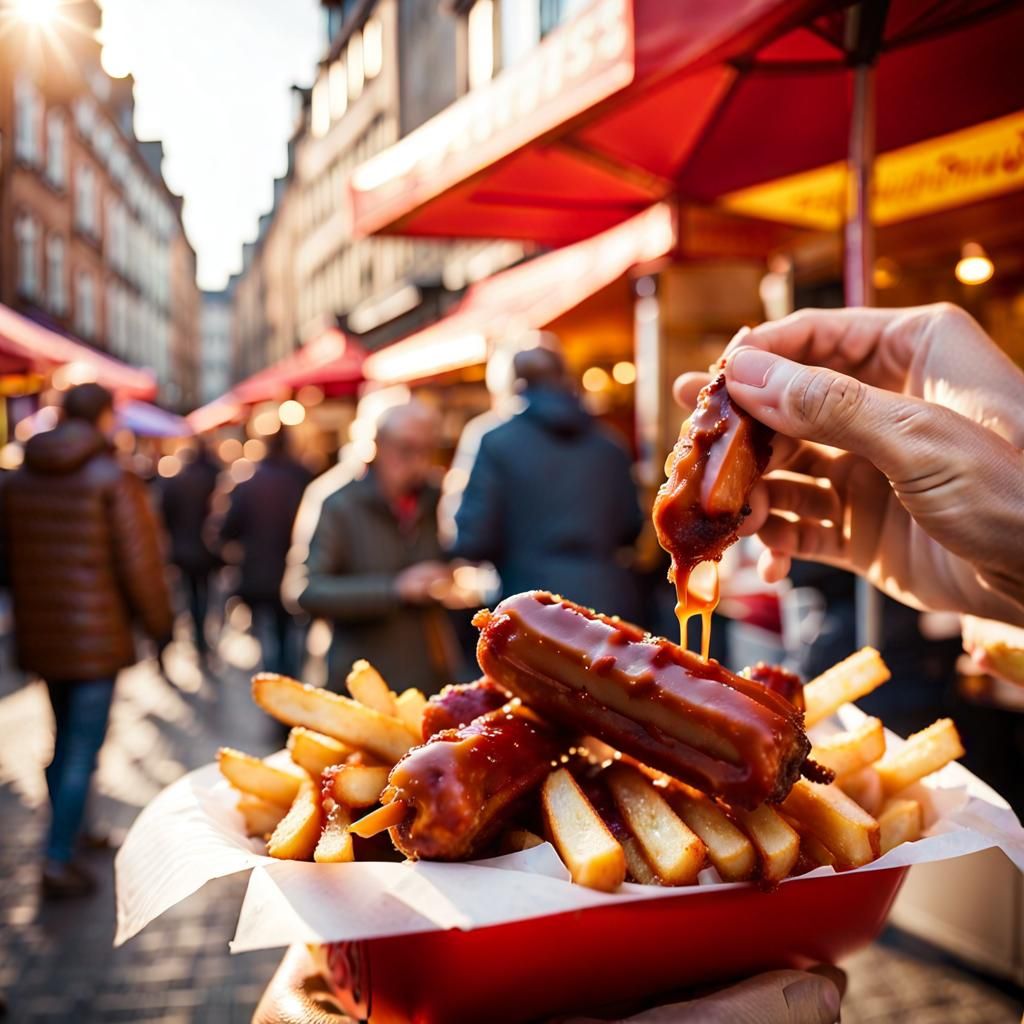 Street Food Scene: Currywurst and Pommes Frites