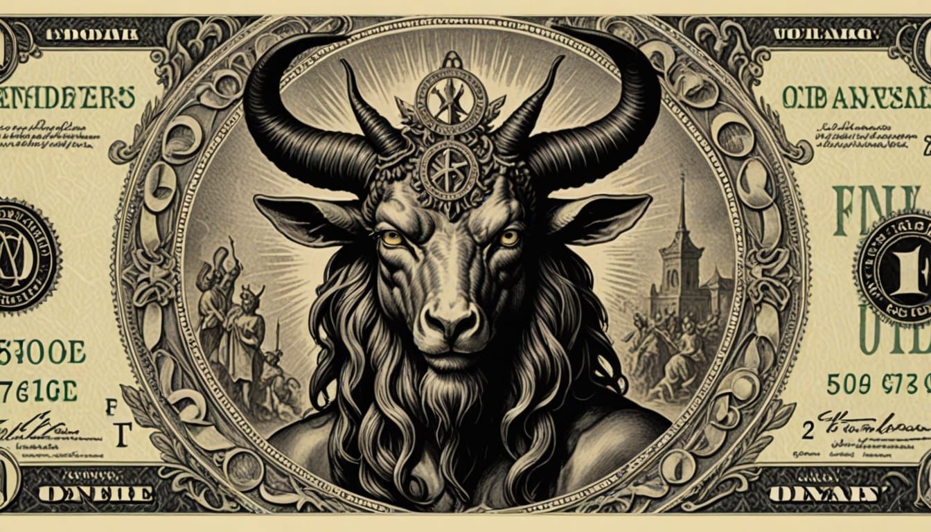 Baphomet Dollar Lithograph: A Surreal Currency Art
