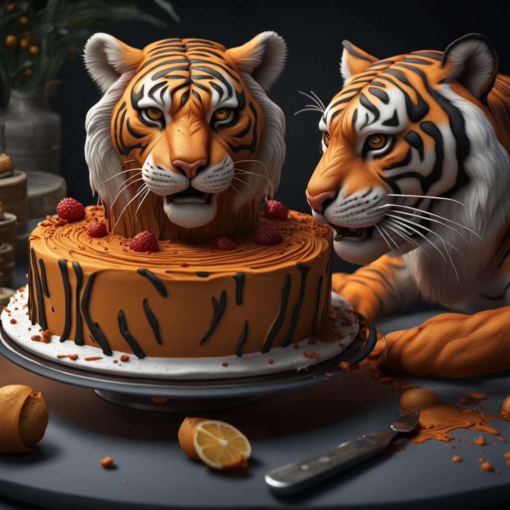 Hyperrealistic Tiger Cake Reveals Filling
