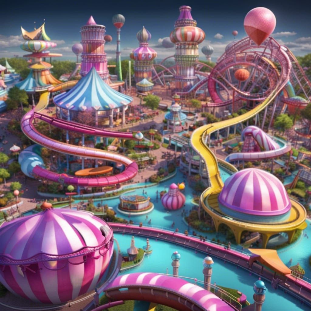 Wonderland Amusement Park with Cheshire Cat Ride