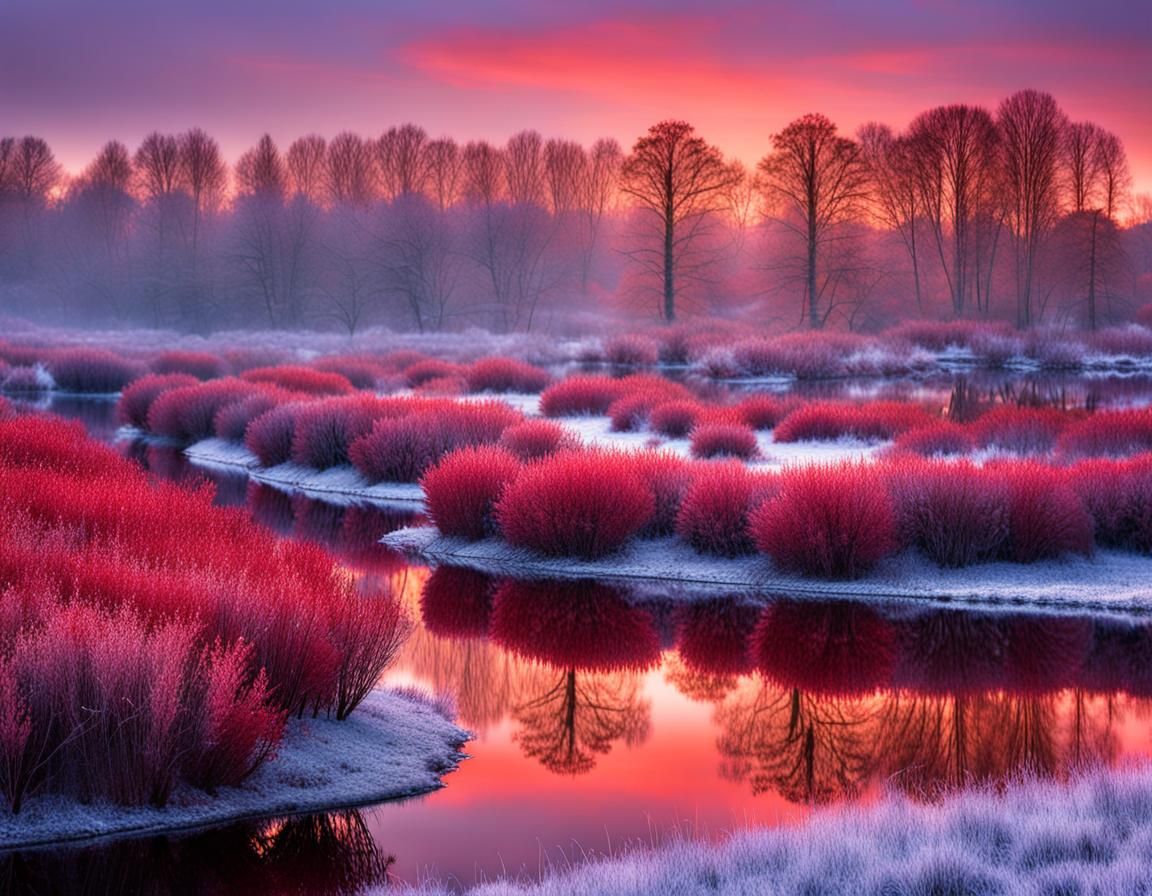 Maine Blueberry Field at Sunrise: High-Resolution Photograph
