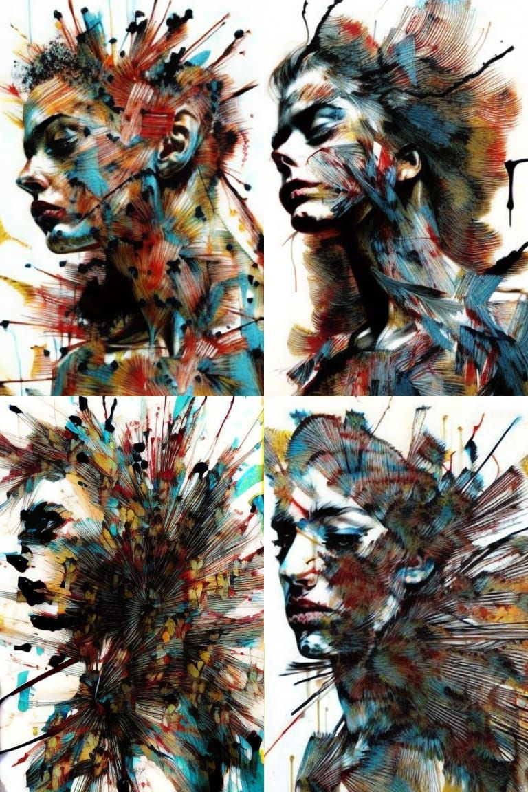 Ink Splash Portrait in Style of Classic Masters