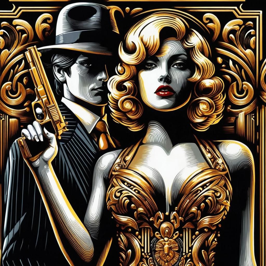 Art Deco Femme Fatale Pulp Cover in 1920s Style