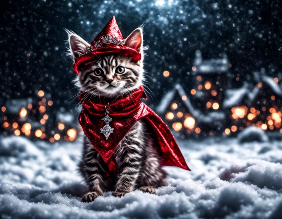 Evil Vampire Kitten in Winter Wonderland