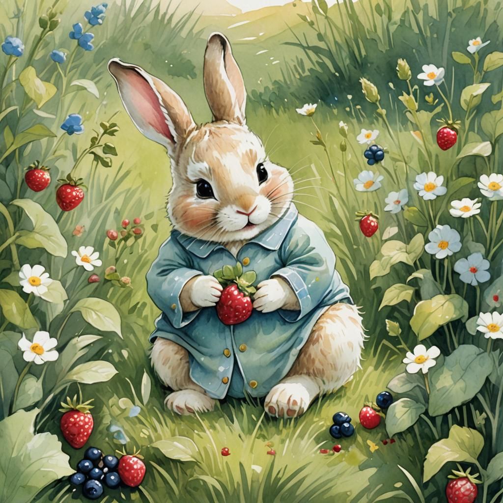 Chubby Bunny's Berry: Whimsical Children's Illustration
