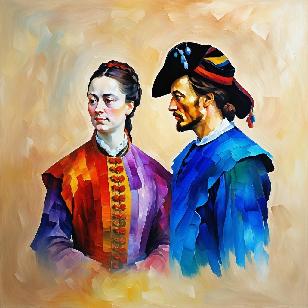 Eudoxia and Peter the Great in Impasto Style