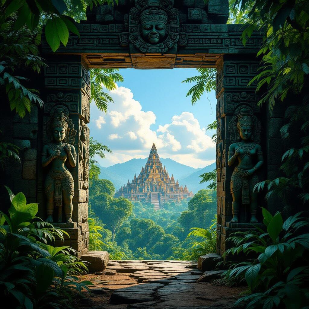 Maya Portal to Eldorado in Lush Rainforest