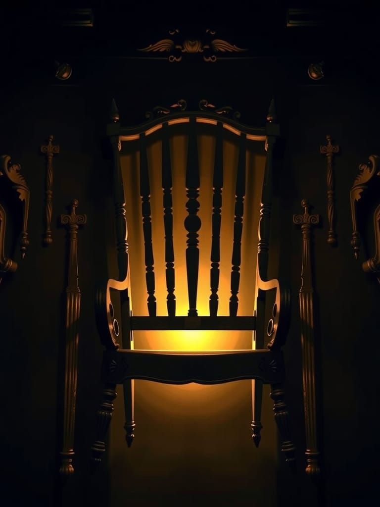 Thomas Busby's Death Chair, constructed of oak with a high b...