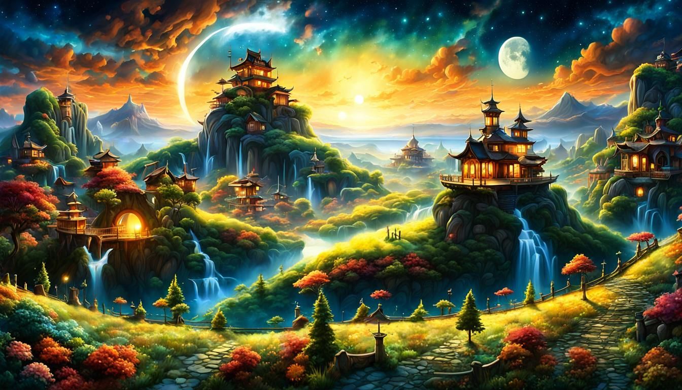 Luminescent Crystal Rose Tree in Fantasy Art Style