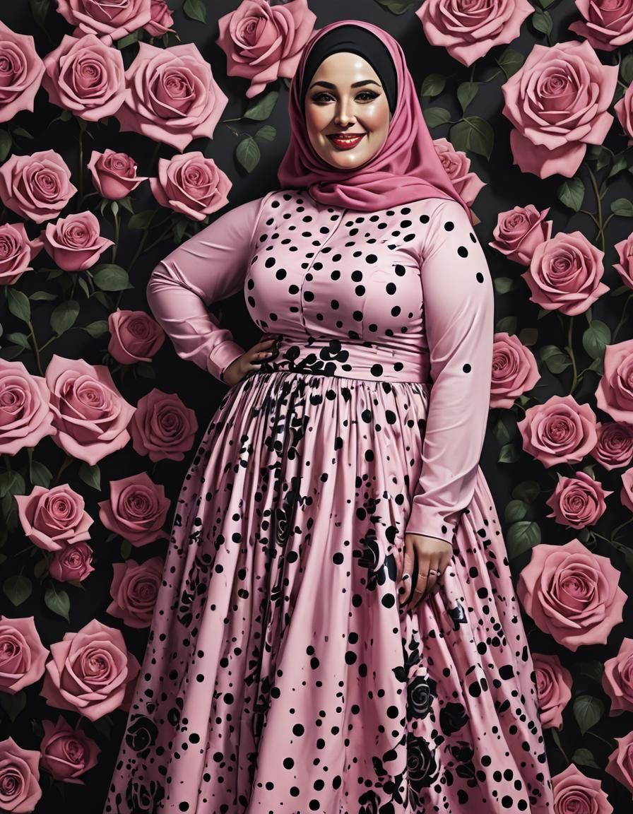 Psychedelic Oil Portrait of Woman in Hijab