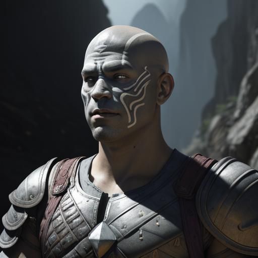 Half-Orc Bard with Tribal Markings: Dark Fantasy Art