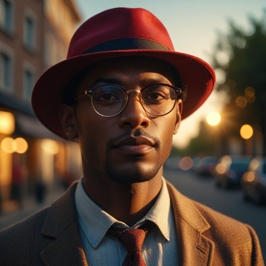 Elegant Man in Redora Hat with Vibrant Colors