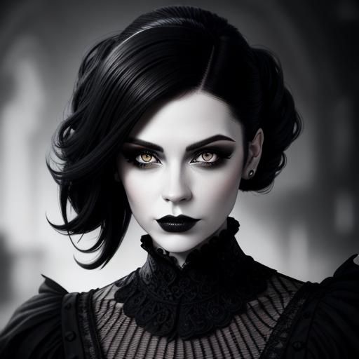 Striking Gothic Lady Portrait with Bokeh Background