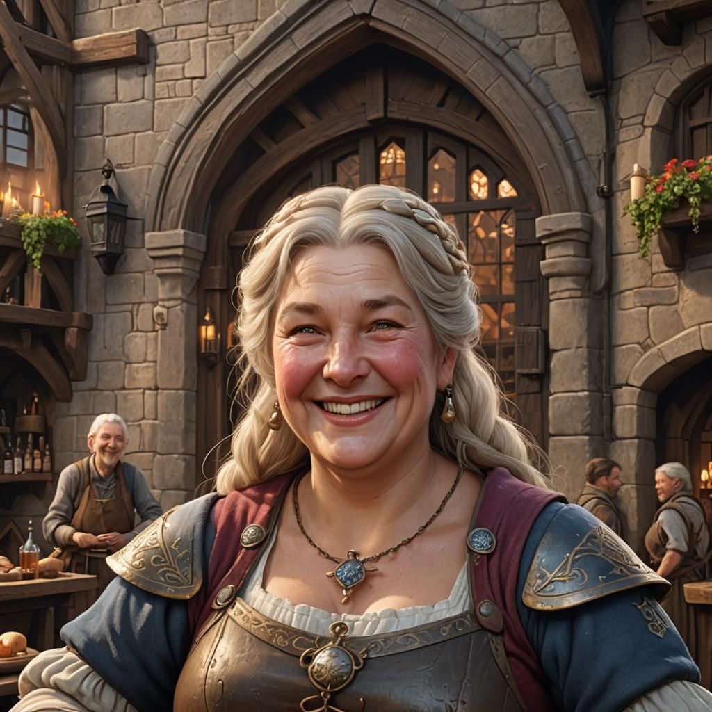 Warm Medieval Tavern Wench in Detailed Matte Painting