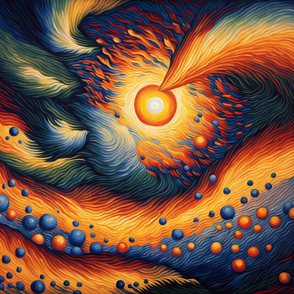 Red Star Explosion as Expressionist Impasto Oil Painting