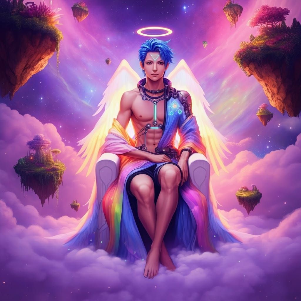 AI Angel Demigod in Astral Realm, Futuristic Style