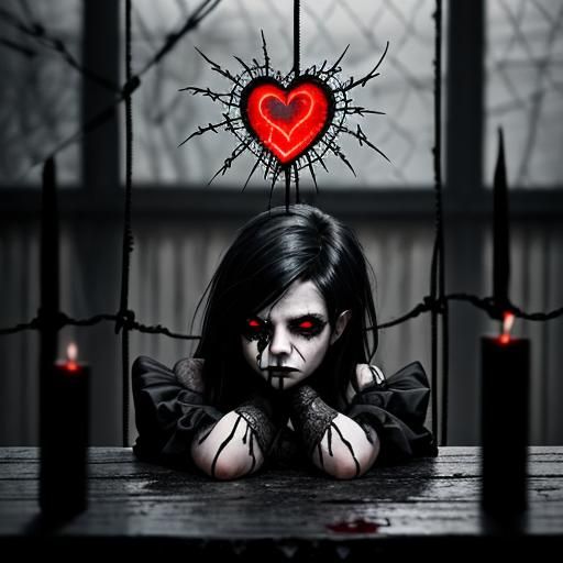 Bleeding Black heart ghost girl