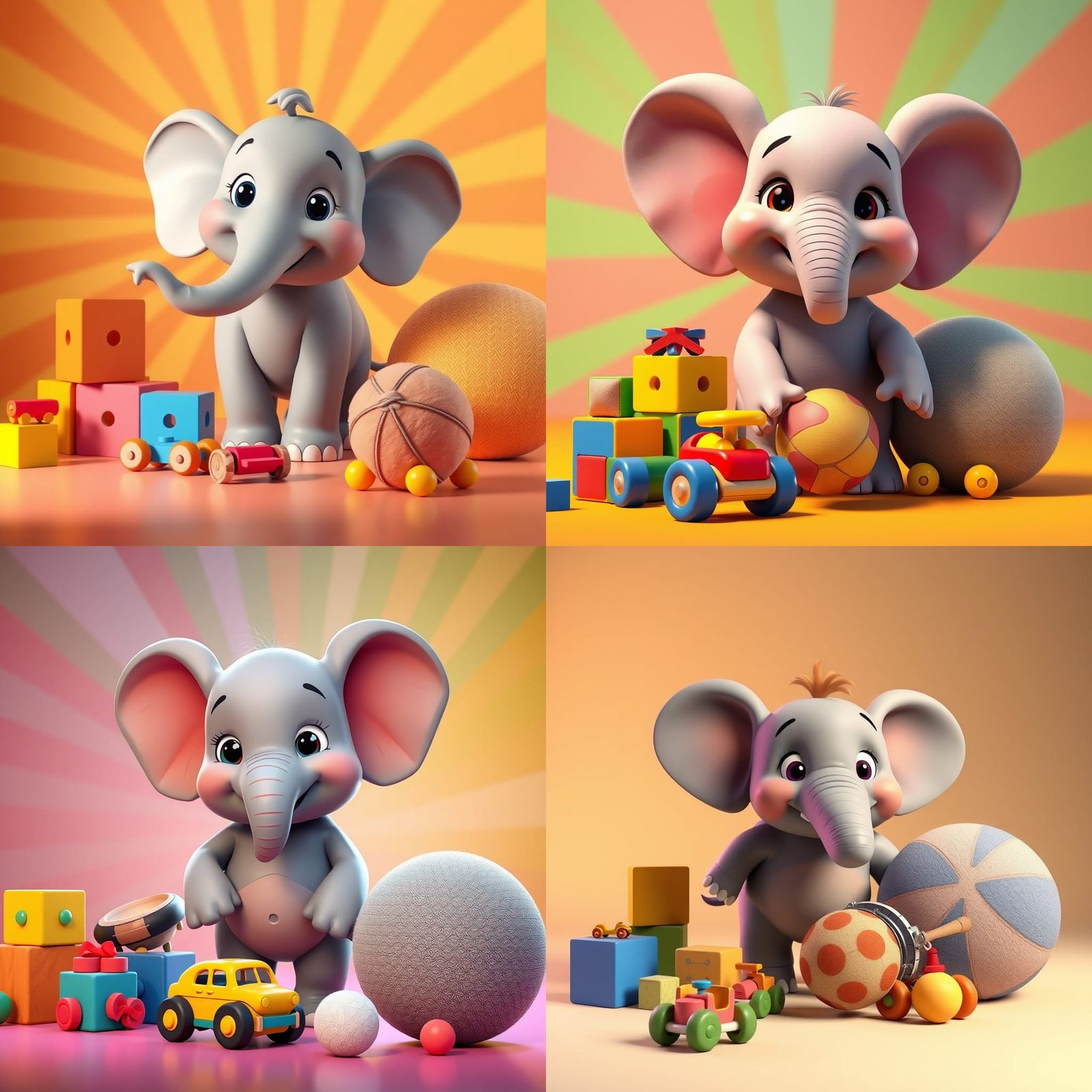 Cheerful Elephant Jugli in a Children's Cartoon