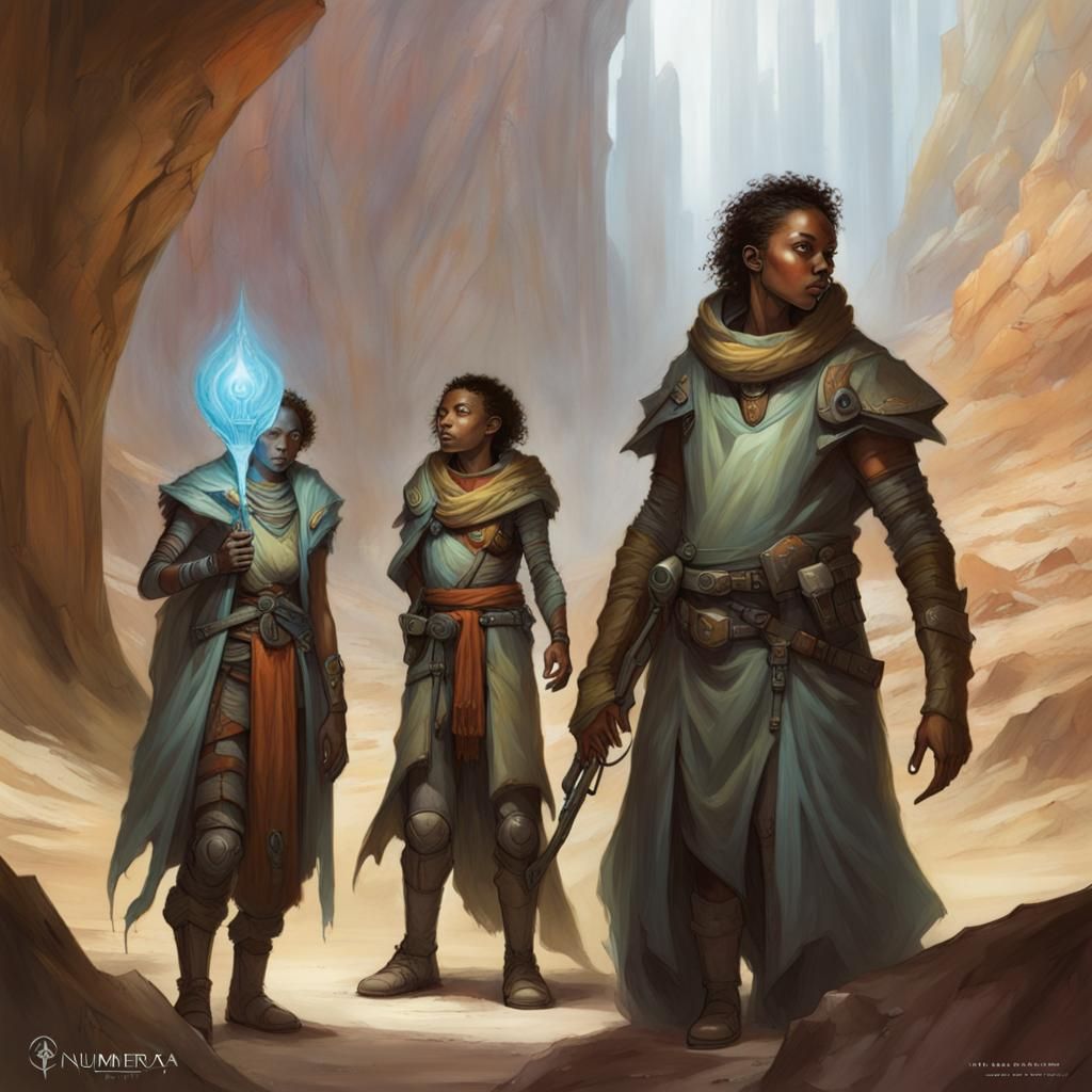 Futuristic Adventurers in Numenera RPG Art Style