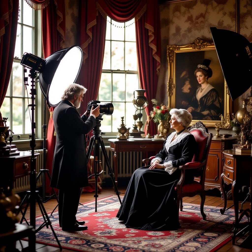 Victorian Photographer Captures Old Lady's Portrait as Oil P...