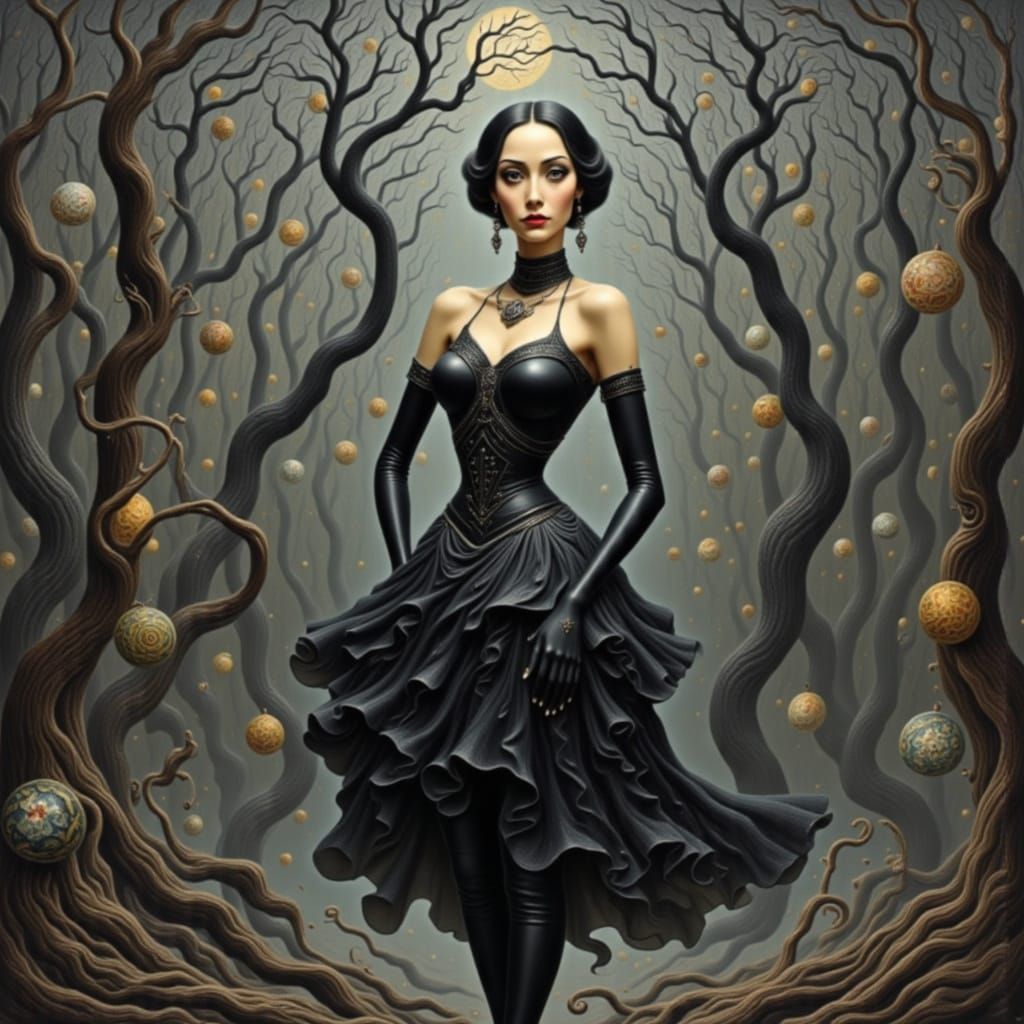 Elegant Silver and Black Dress Design