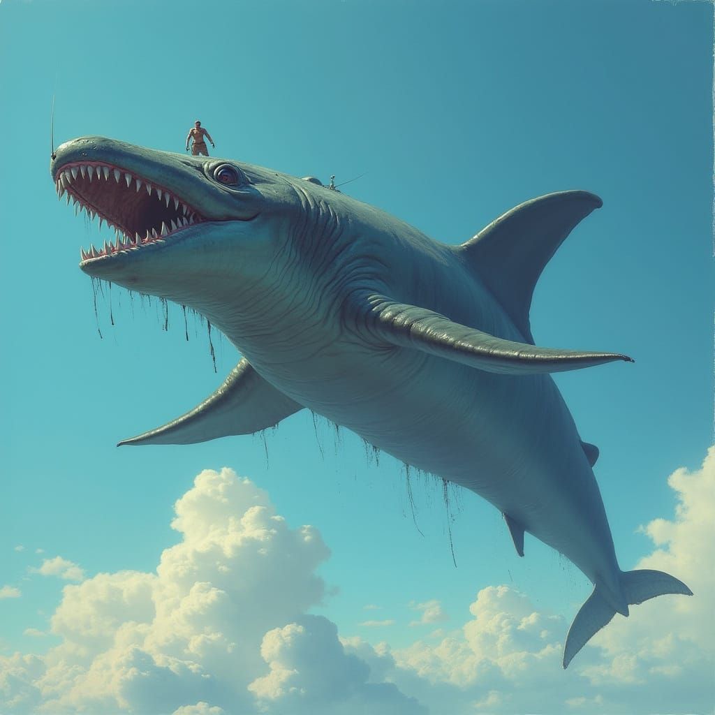Megalodon Flies Through Sky with Missiles