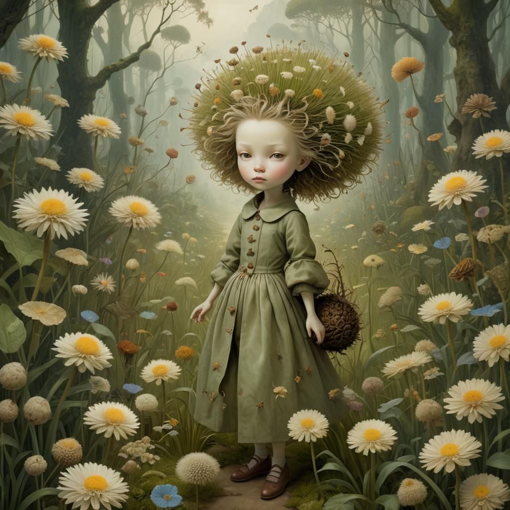 Miniature Girl's Surreal Journey: Digital Art