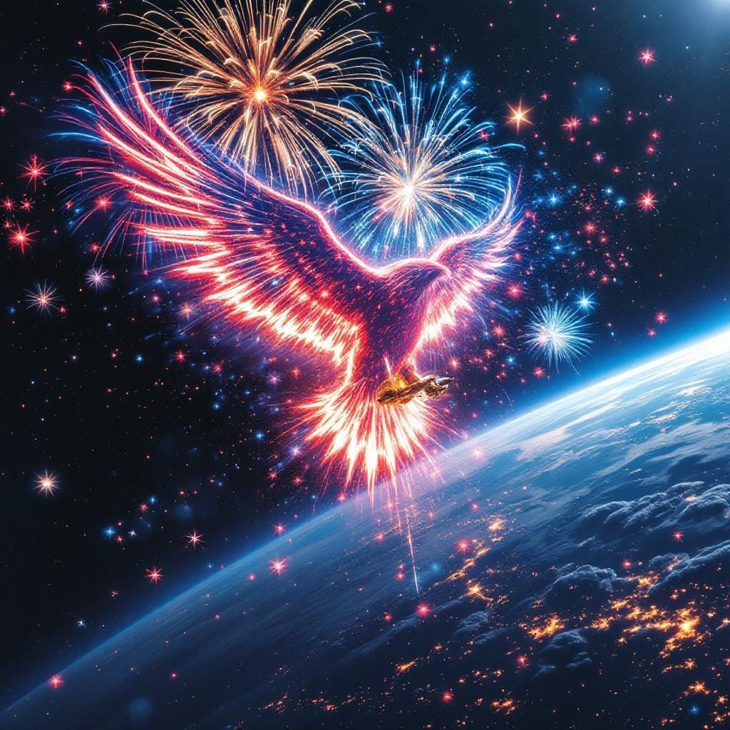 Spectacular 4th of July Fireworks Display in Space