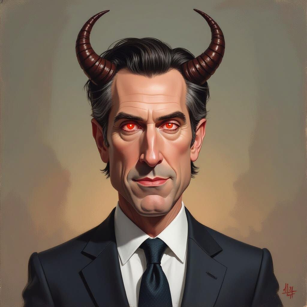 Gavin Newsom Caricature in Dark Political Satire Style