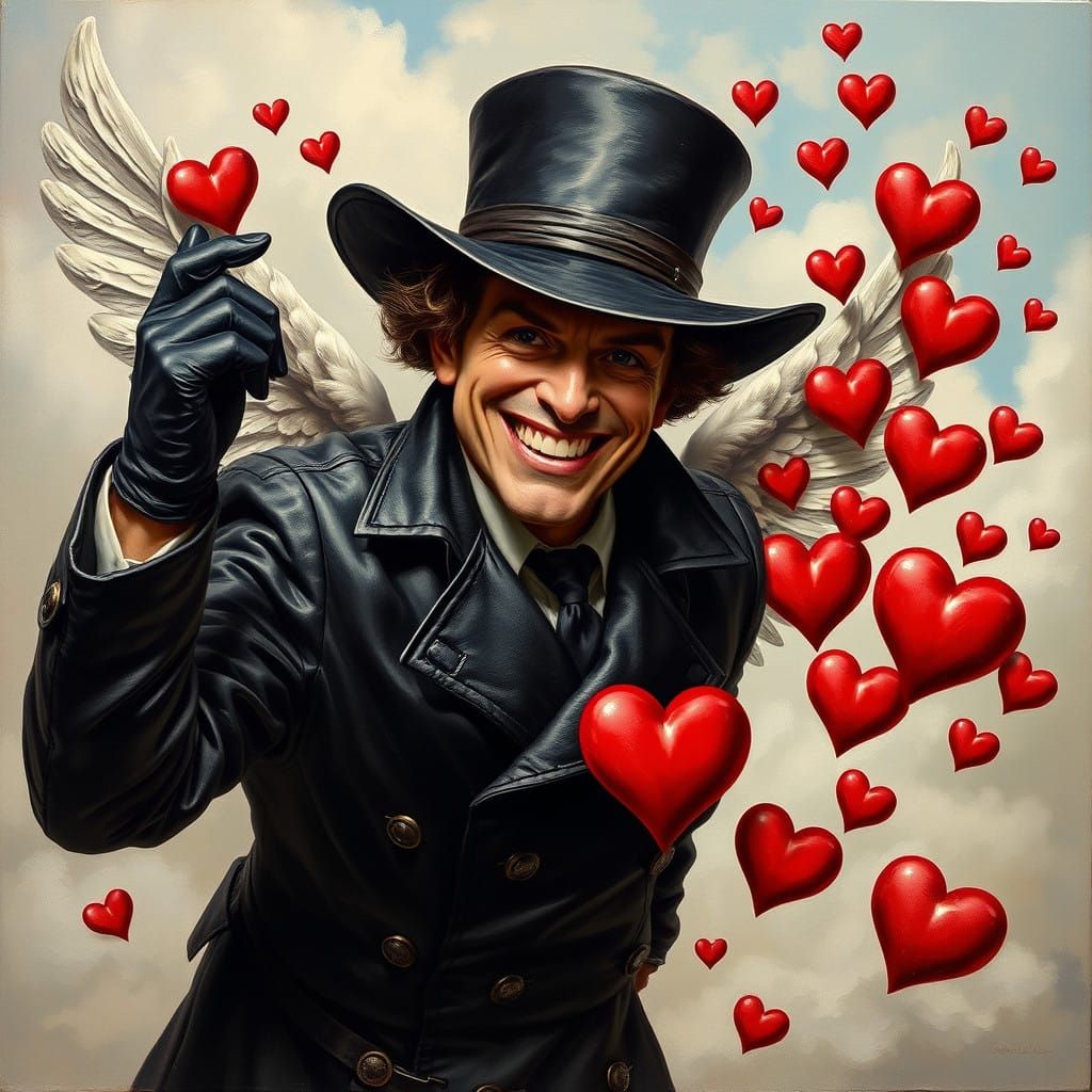 Sensual Dark Cupid Embodied in Oil Painting