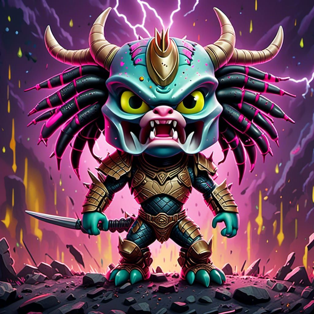 Aggressive Cartoon Unicorn in Dark Fantasy Style