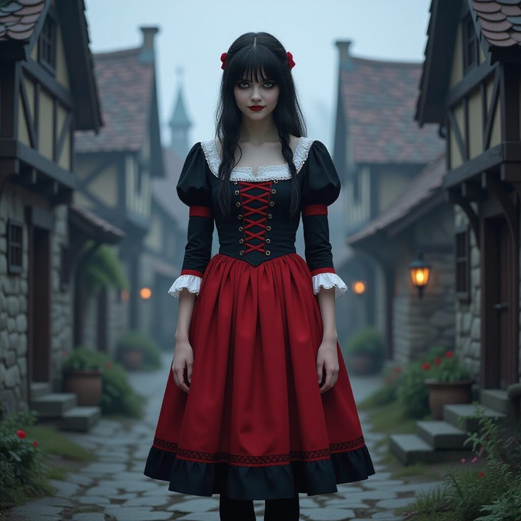 Ominous Teenage Girl with a Creepy Smile in Fantasy Art