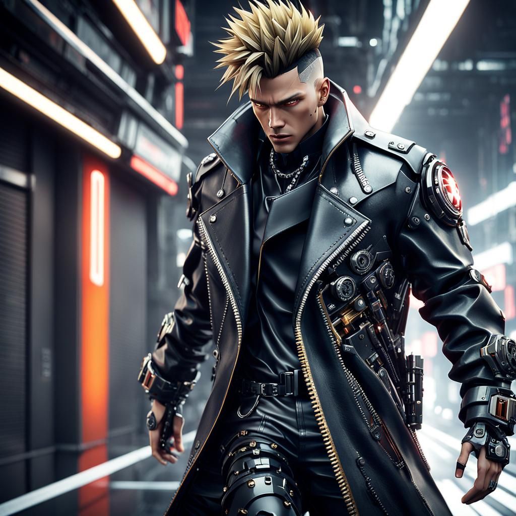 Anime Biker Gang Leader in NeoTokyo: Epic Sci-Fi Art