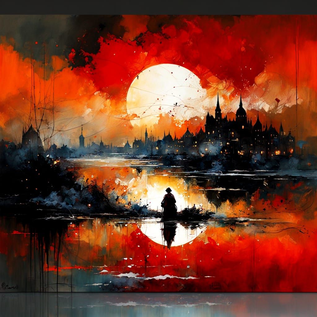 Stoic Vagrant in Golden Hour Tempera Painting