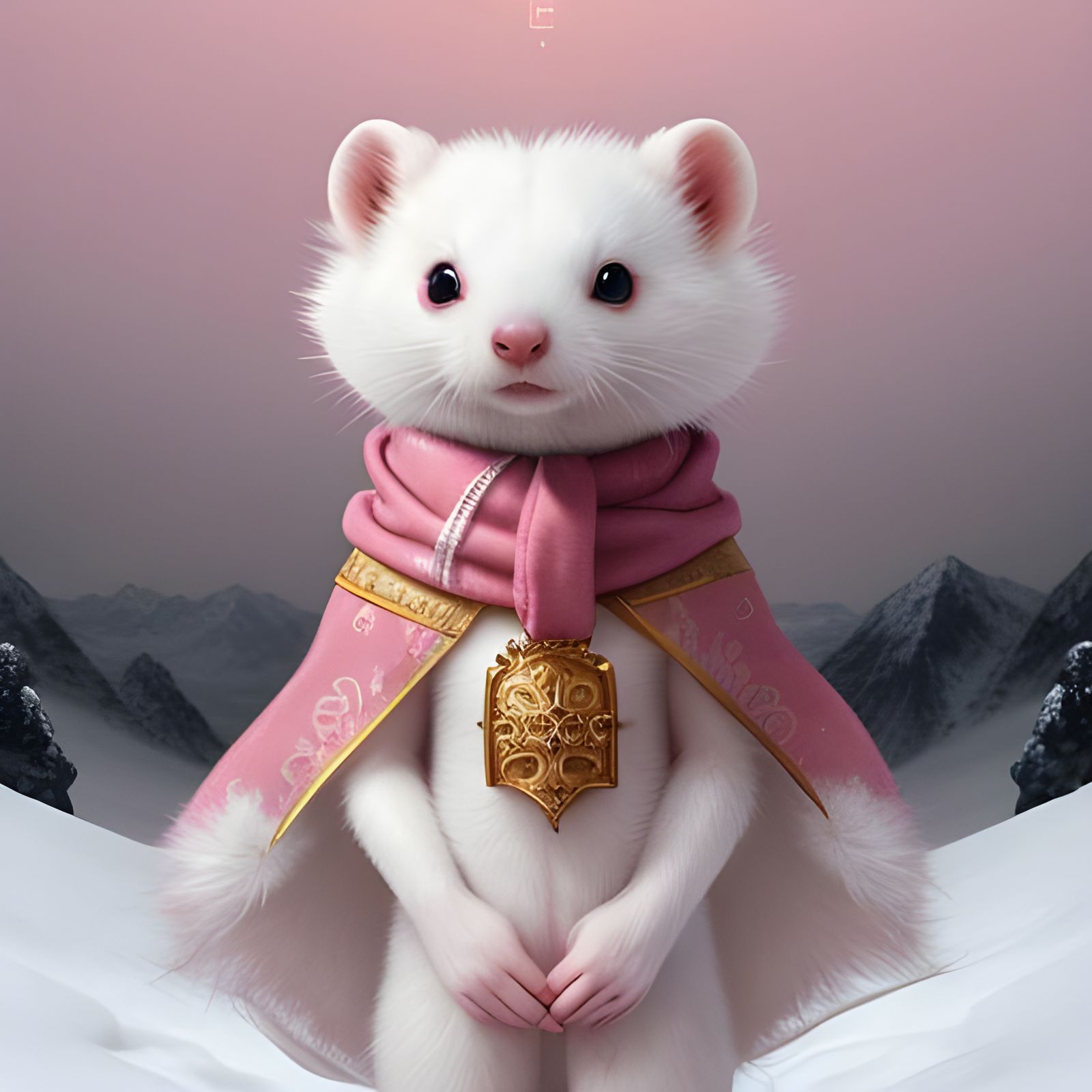 Cute Ferret in Snow: Digital Matte Painting
