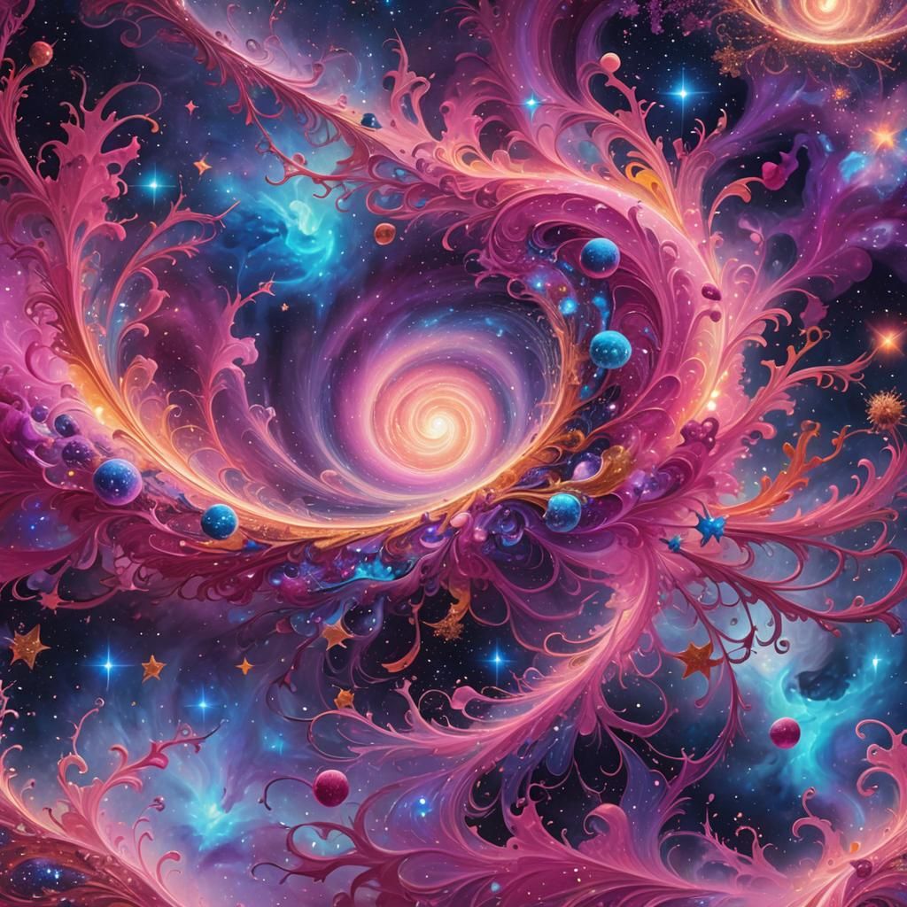 Glowing Cosmic Mist in Vibrant Surreal Art