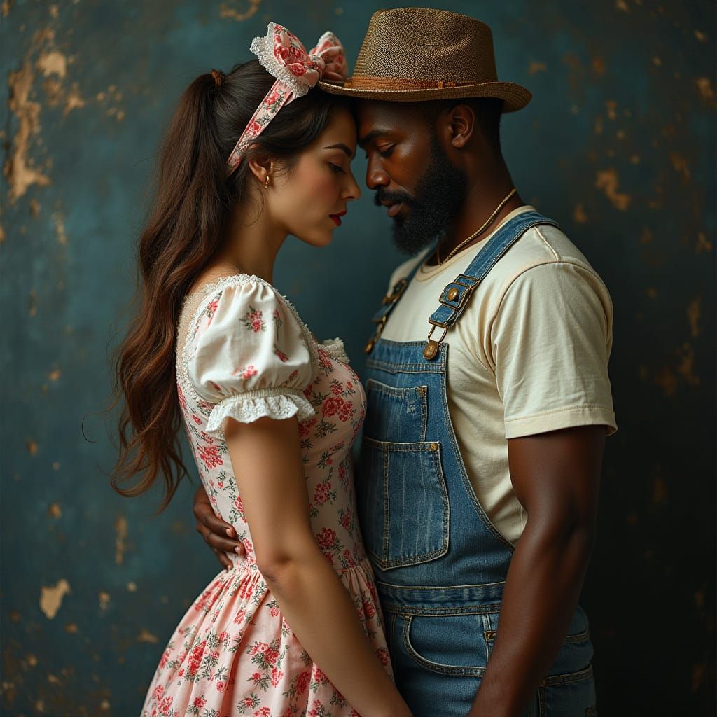 Fusion of Diner and Fisherman in Moody Mixed Media Art