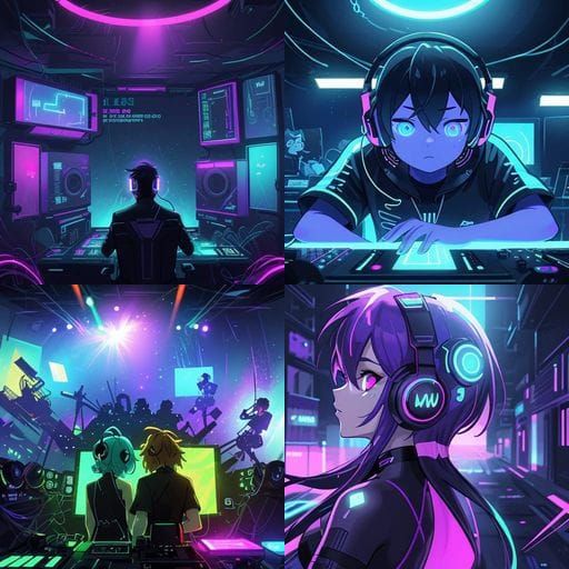AI DJ Lumina in Cyberpunk Style