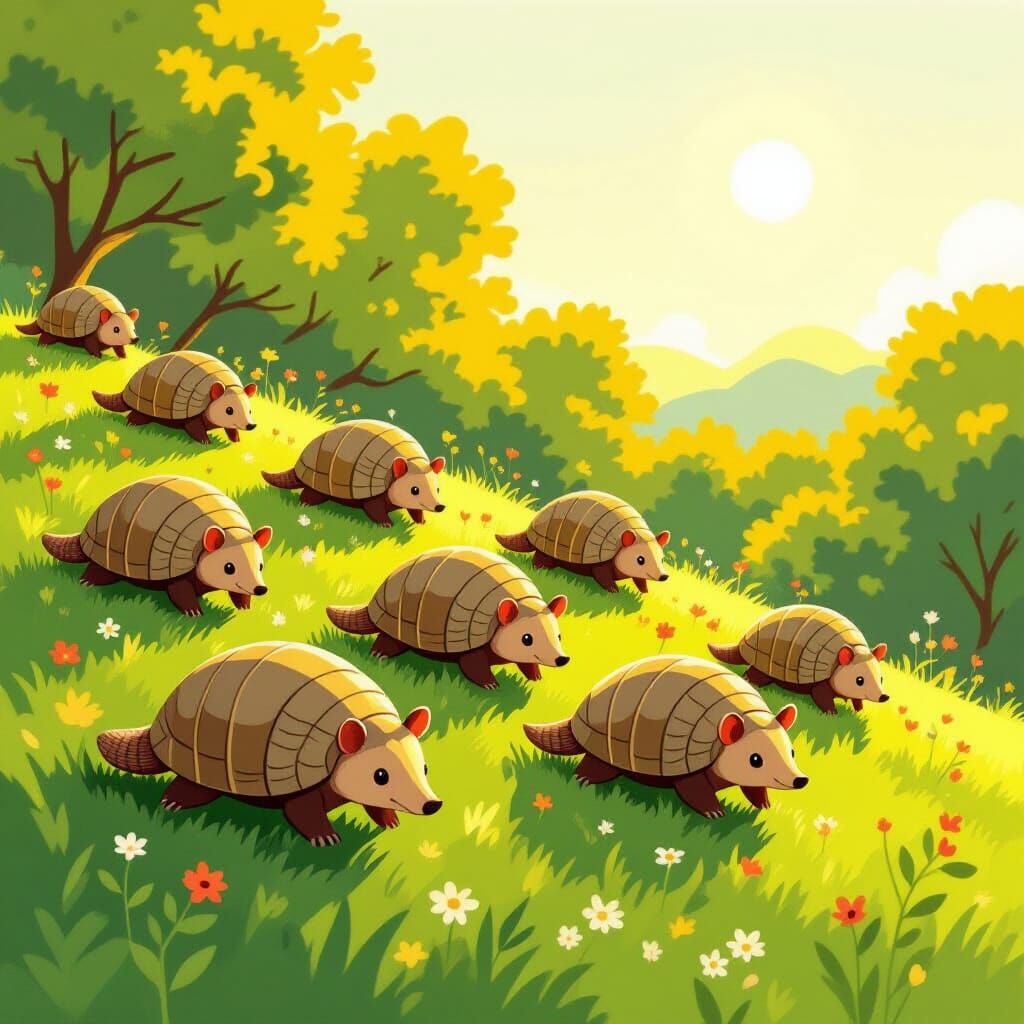Adorable Armadillos Race Down Sunny Hill
