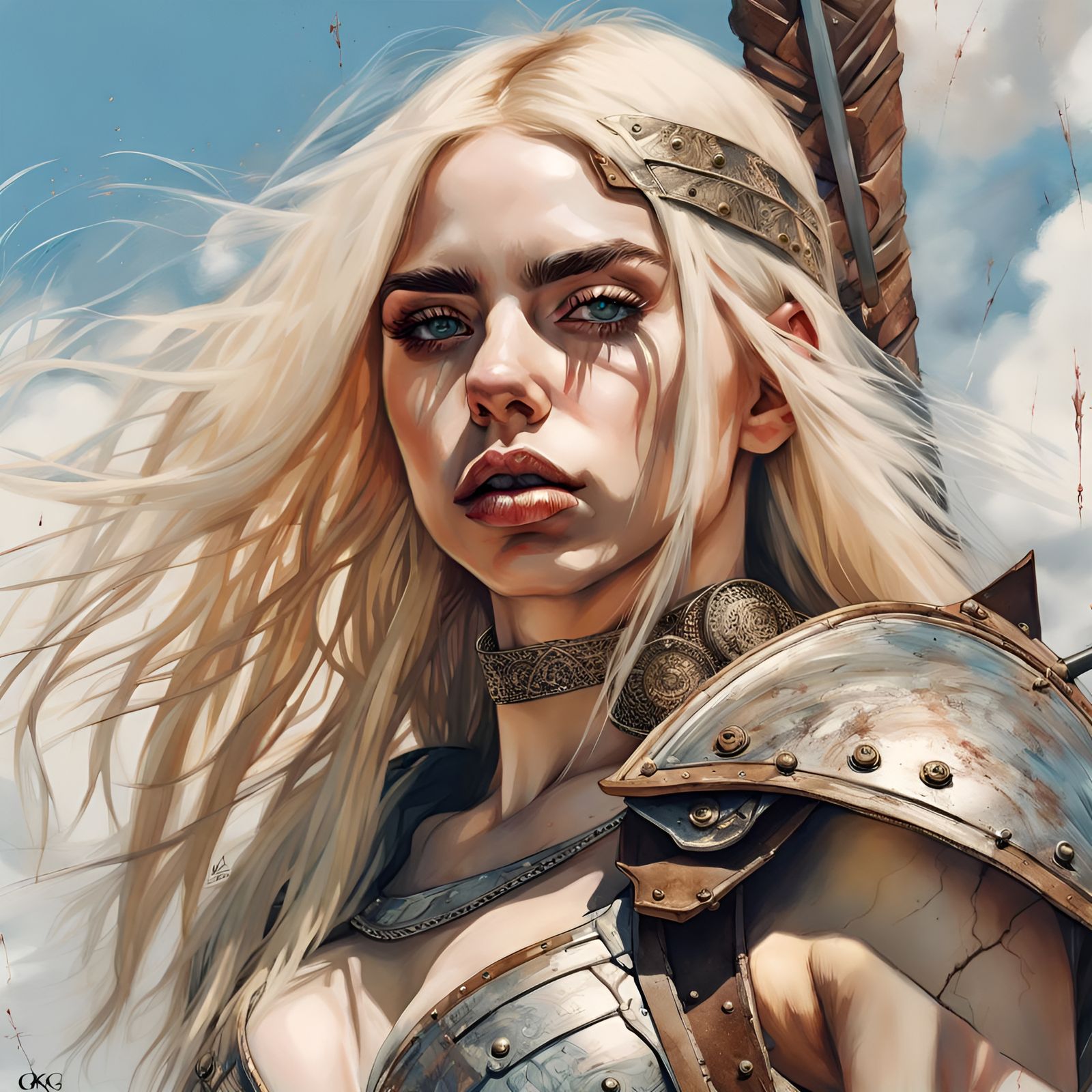 Gladiator Woman Portrait in Detailed Digital Art