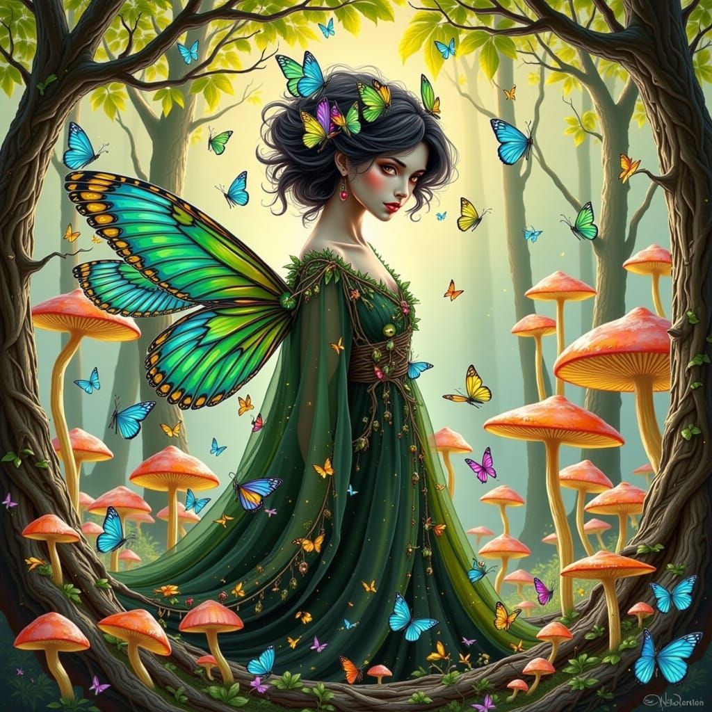 Nature Spirit Weaving Tapestry in Watercolor Style