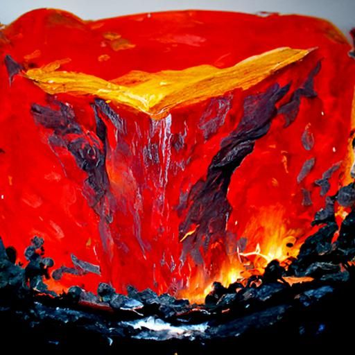 Volcanic Lava Flow in Oil Painting Style