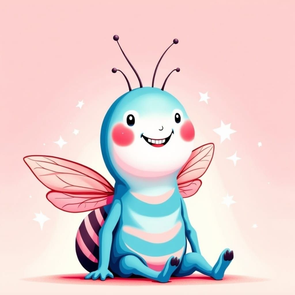 Cute Cartoon Insect in Children's Book Style
