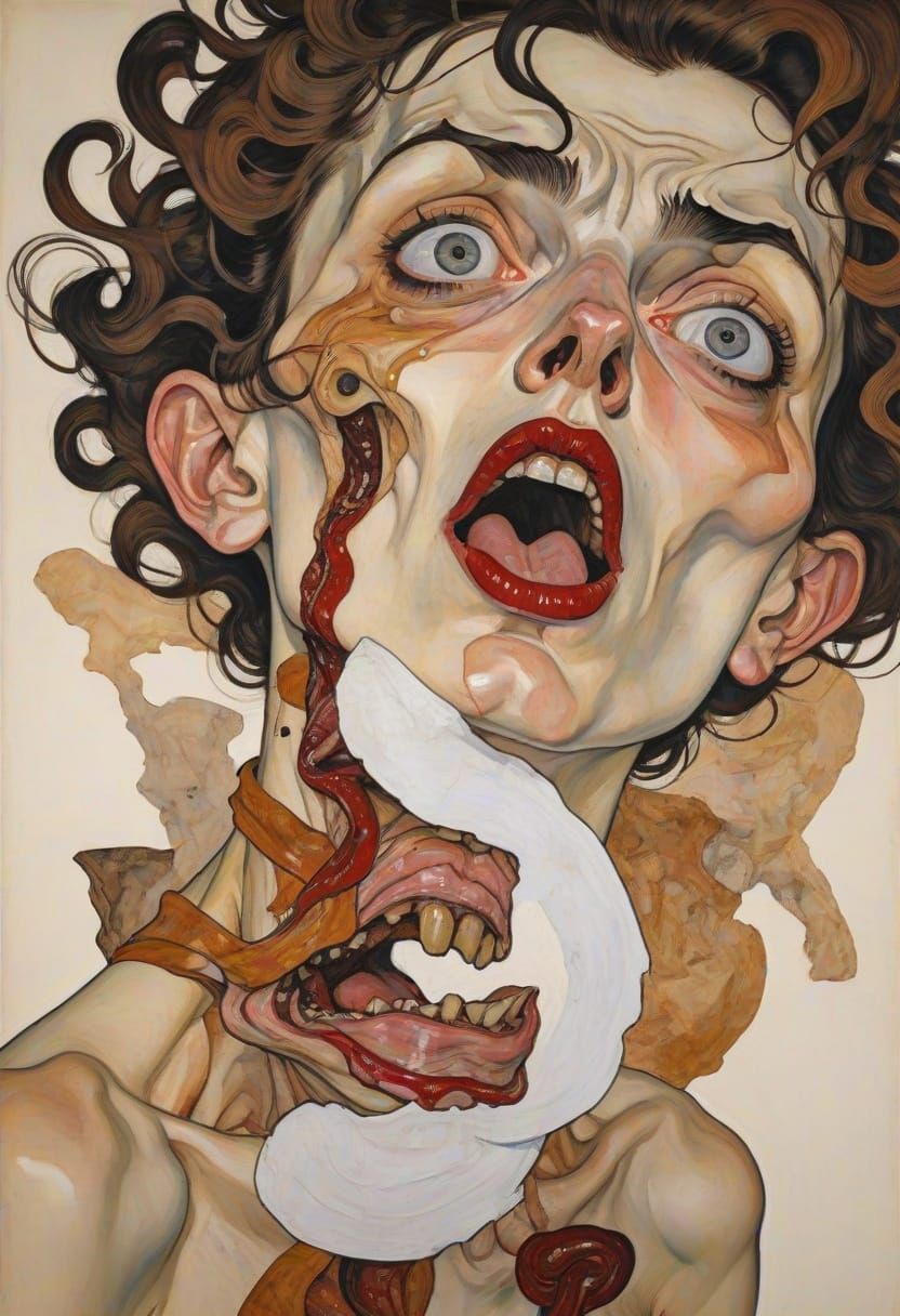 Eerie Twisted Tongue Spiral in Gritty Style