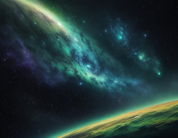 Peacock Green Nebula Galaxy: Detailed Fantasy Art